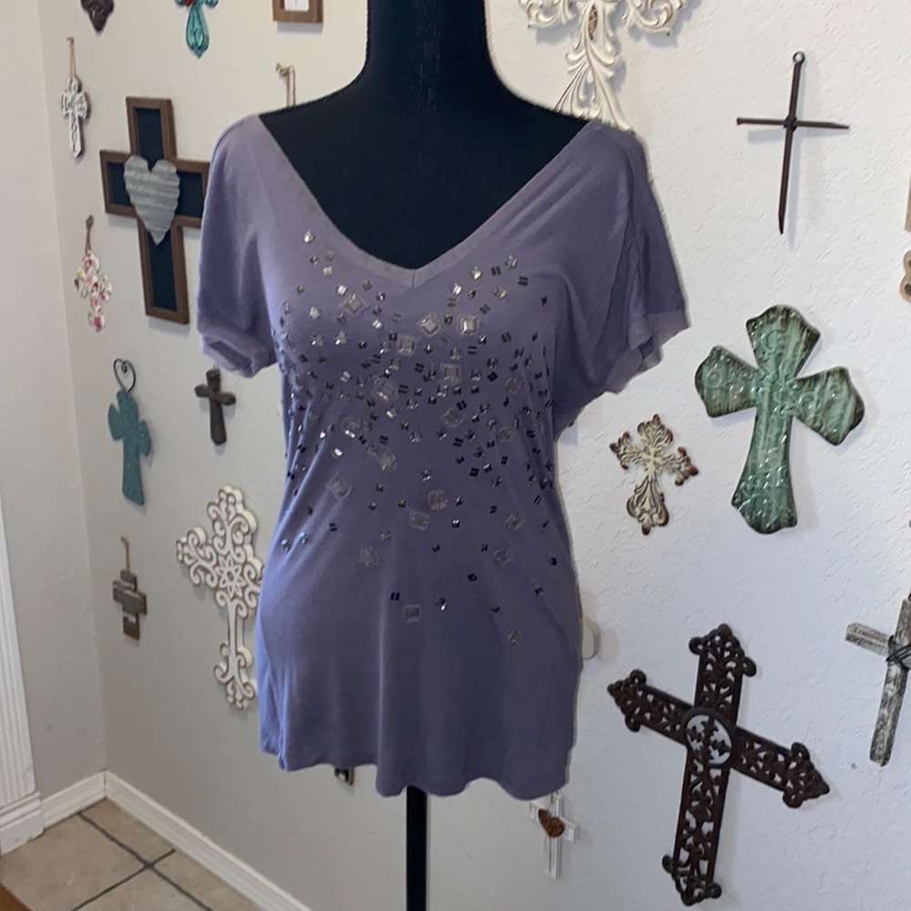 Charlotte Russe Grey xSmall jeweled tee